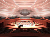 Rendering des Saals in Wettbewerbsphase / Rendering of the hall in competition phase