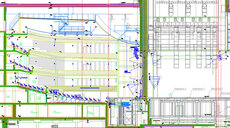 Line Arrays links und rechts aus der Decke absenkbar oder hinter schalltransparenten Verkleidungen / Line arrays left and right from ceiling to lower and other behind grids