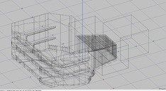 EASE-Modell mit Konzertzimmer, Drahtgitter-Ansicht / EASE-Model with concert shell on stage