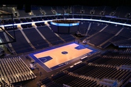 Blick in die Arena, von Regie aus, Basketballfeld, 2008 / interior view in Arena bowl, from control booth, for basketball, 2008