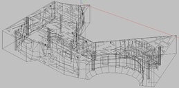 EASE-Modell Untergeschoss, Drahtgitter-Darstellung / EASE-Model, Basement level, wire frame view