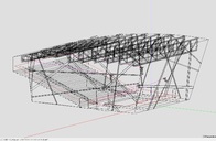 EASE-Modell Audimax mit Tribüne, Drahtgitter-Darstellung / EASE-Model Audimax with grandstand, wire frame view