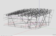 EASE-Modell Audimax ohne Tribüne, Drahtgitter-Darstellung / EASE-Model Audimax without grandstand, wire frame view