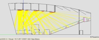 EASE RayTracing Audimax, Längsschnitt / EASE RayTracing Audimax, longitudinal section view